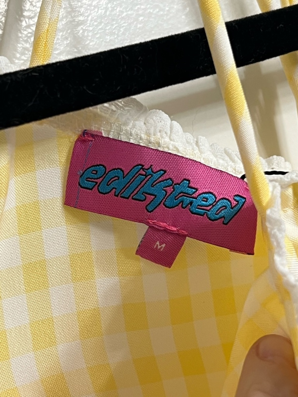 NWT Edikted Billie Open Toe Back Yellow Gingham Size M - Picture 4 of 7